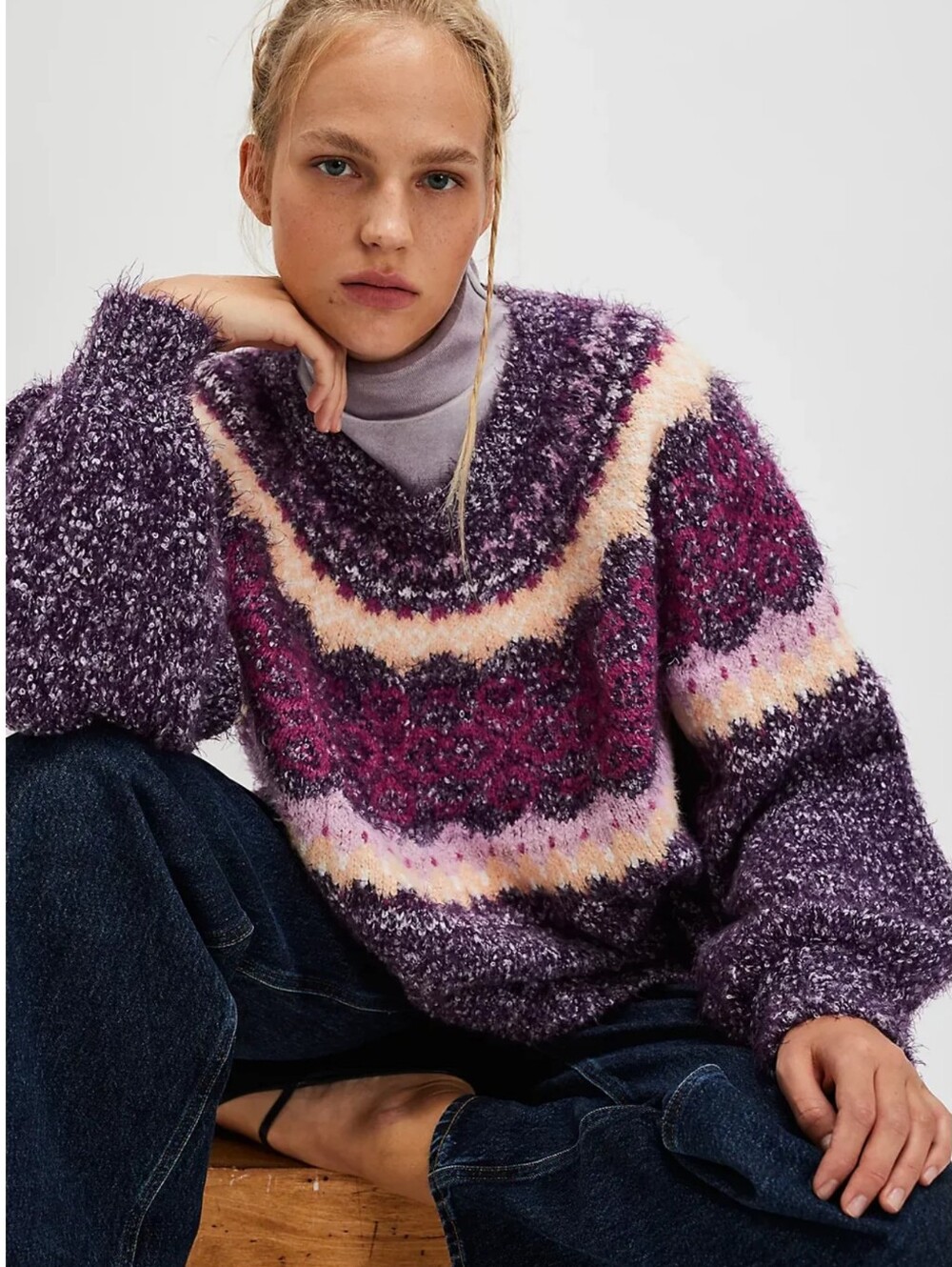 Free People Festive Frost Pullover in Lavender Size Small